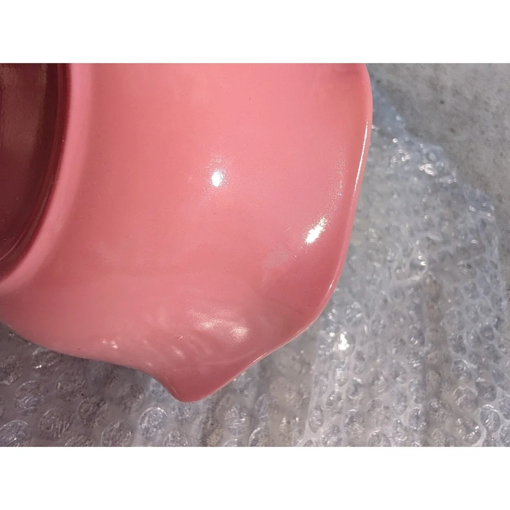Vintage Hazel Atlas Crinoline Pink Platonite Berry Bowls Set of 2 Scalloped MCM - Picture 5 of 6